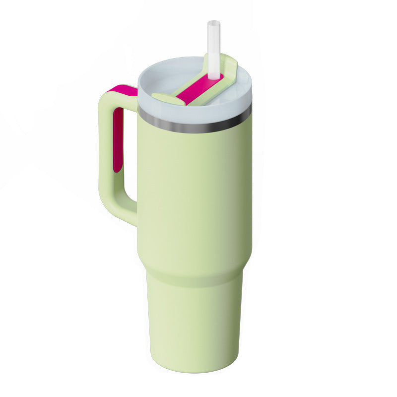Tumbler With Lid, Stainless Steel, Handle, Straw, Insulated, Spill-Proof (1200ML)