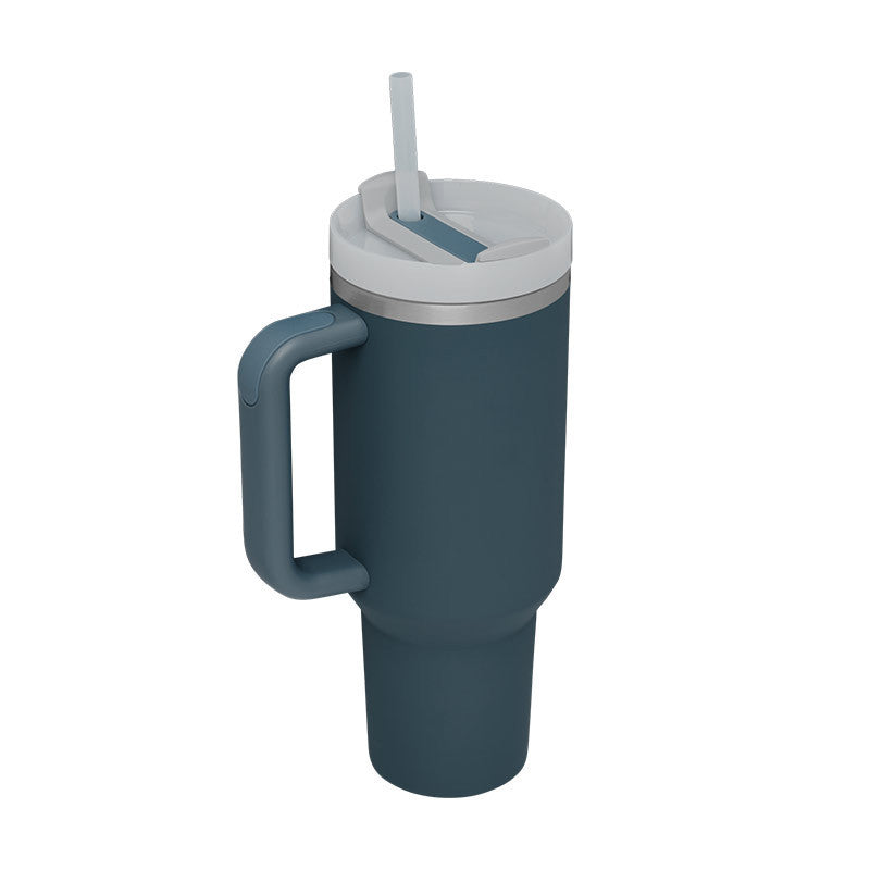 Tumbler With Lid, Stainless Steel, Handle, Straw, Insulated, Spill-Proof (1200ML)