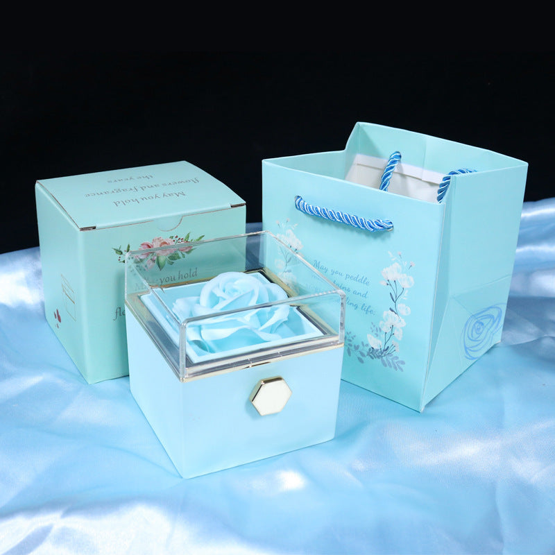 Rotating Rose Gift Box, Creative Rose Jewellery Packaging Box