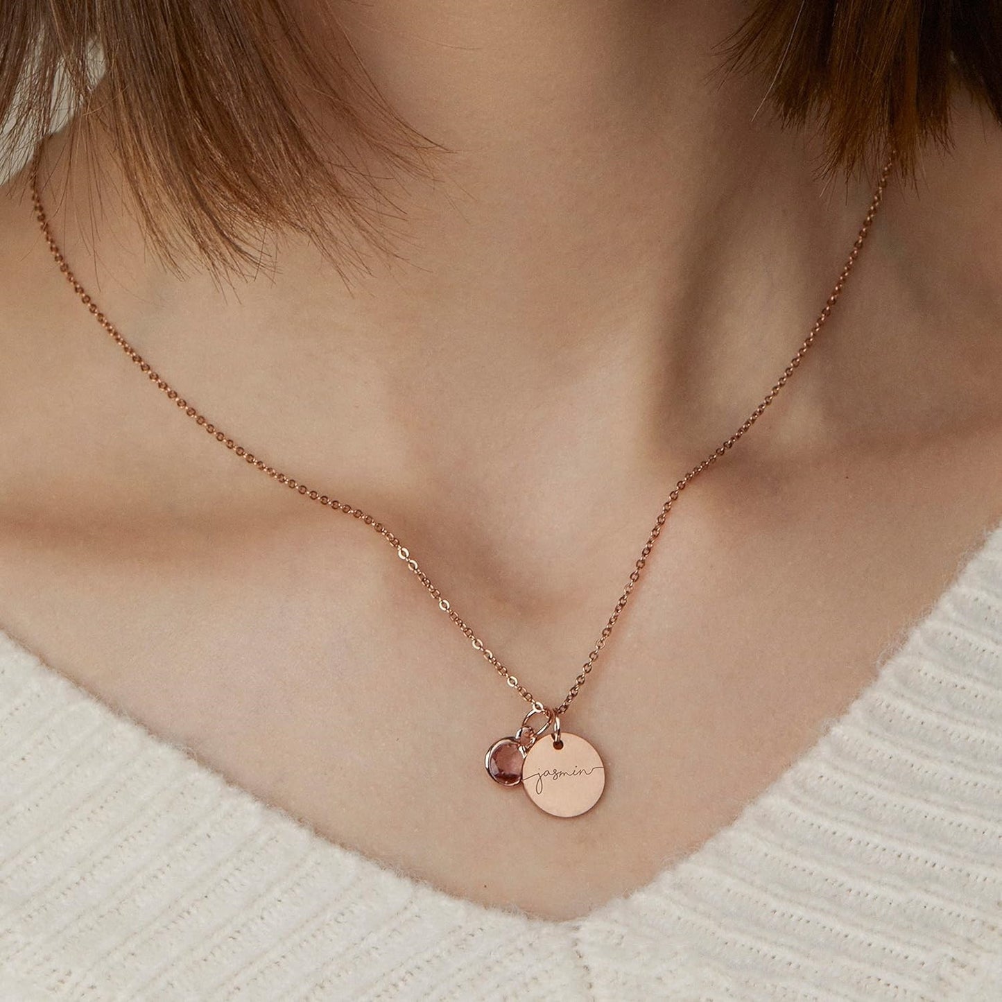 Personalized Necklace Birthstone Pendants Stackable Jewellery