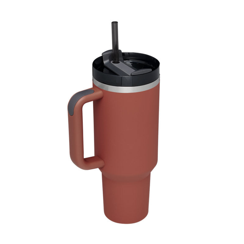 Tumbler With Lid, Stainless Steel, Handle, Straw, Insulated, Spill-Proof (1200ML)