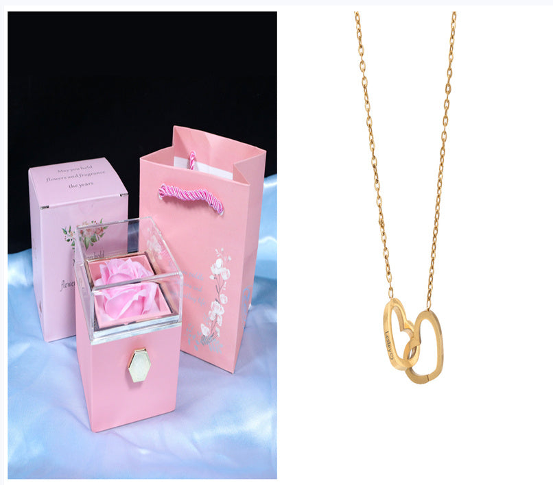 Rotating Rose Gift Box, Creative Rose Jewellery Packaging Box