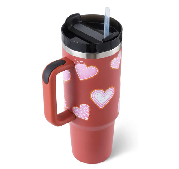 Tumbler With Lid, Stainless Steel, Handle, Straw, Insulated, Spill-Proof (1200ML)