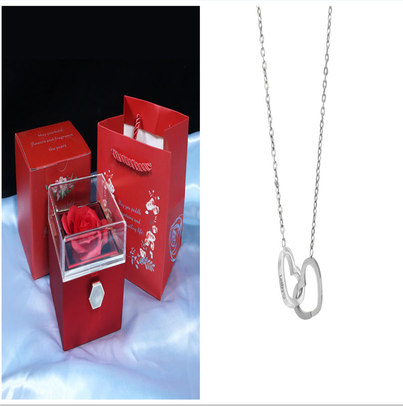 Rotating Rose Gift Box, Creative Rose Jewellery Packaging Box