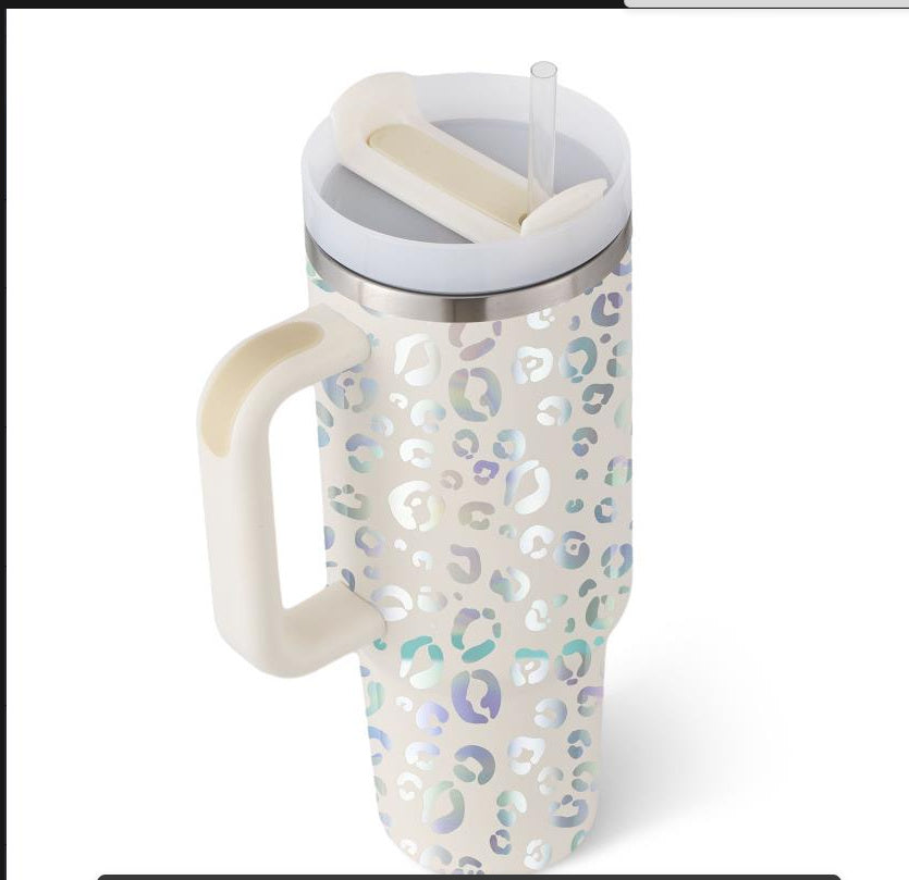 Tumbler With Lid, Stainless Steel, Handle, Straw, Insulated, Spill-Proof (1200ML)