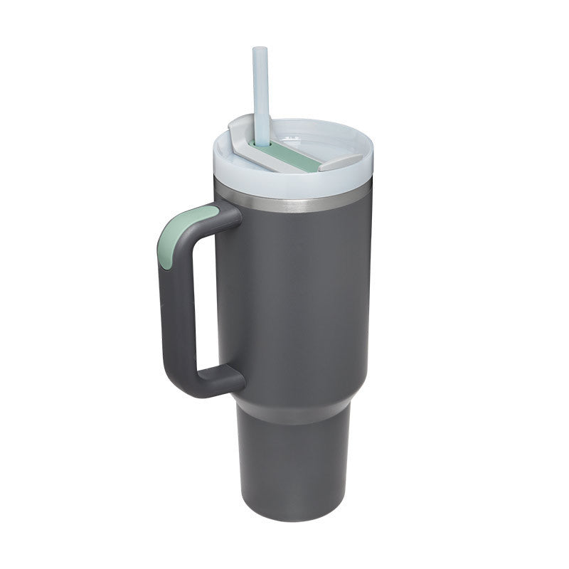Tumbler With Lid, Stainless Steel, Handle, Straw, Insulated, Spill-Proof (1200ML)