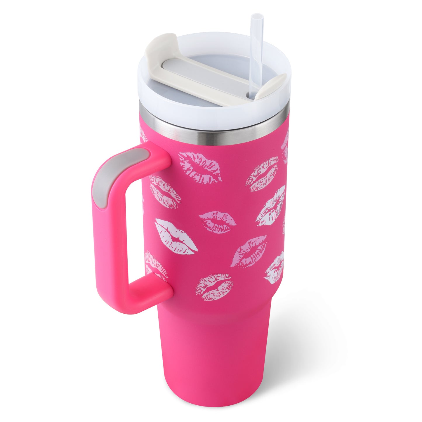 Tumbler With Lid, Stainless Steel, Handle, Straw, Insulated, Spill-Proof (1200ML)
