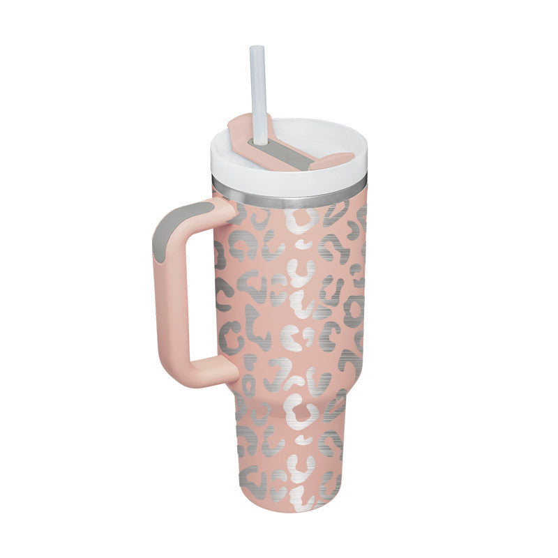 Tumbler With Lid, Stainless Steel, Handle, Straw, Insulated, Spill-Proof (1200ML)