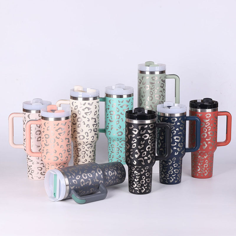 Tumbler With Lid, Stainless Steel, Handle, Straw, Insulated, Spill-Proof (1200ML)