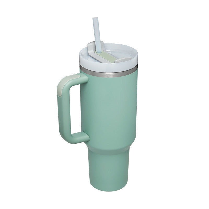 Tumbler With Lid, Stainless Steel, Handle, Straw, Insulated, Spill-Proof (1200ML)