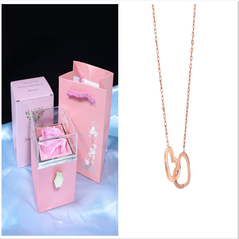 Rotating Rose Gift Box, Creative Rose Jewellery Packaging Box