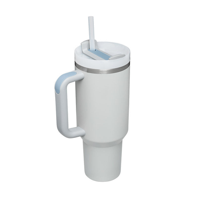 Tumbler With Lid, Stainless Steel, Handle, Straw, Insulated, Spill-Proof (1200ML)