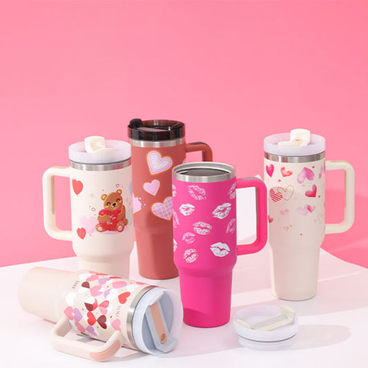 Tumbler With Lid, Stainless Steel, Handle, Straw, Insulated, Spill-Proof (1200ML)