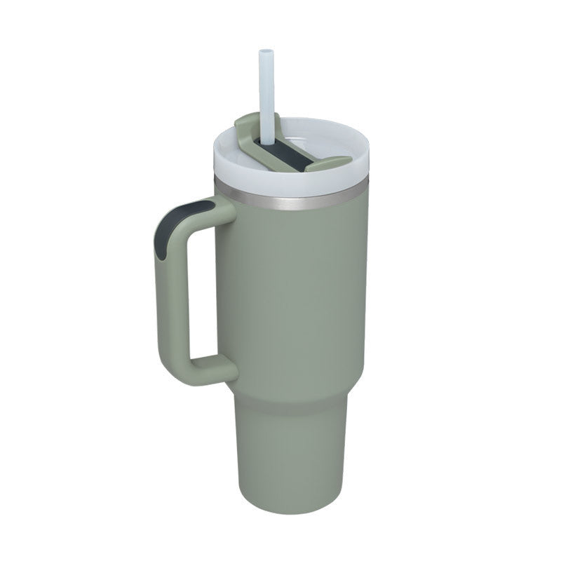 Tumbler With Lid, Stainless Steel, Handle, Straw, Insulated, Spill-Proof (1200ML)